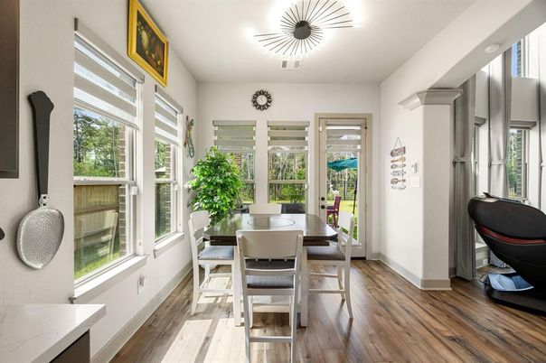 Dining room, Interior, Wood Texture Flooring