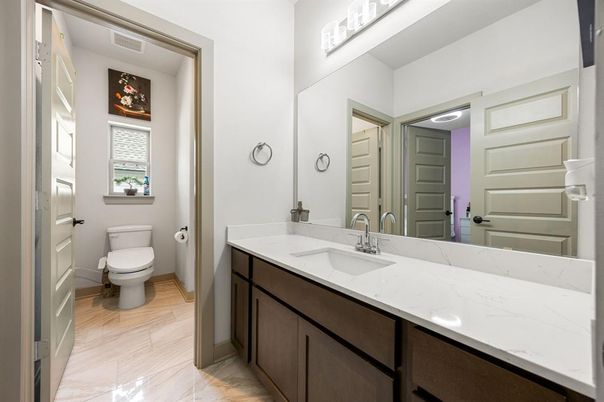 Bathroom, Dual Sink Vanities, Interior, Wood Texture Flooring