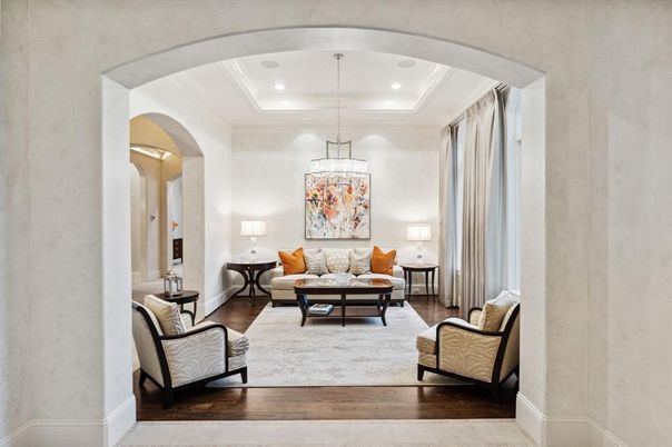 Interior, Living room, Pendant Lights, Recessed Lighting, Wood Texture Flooring