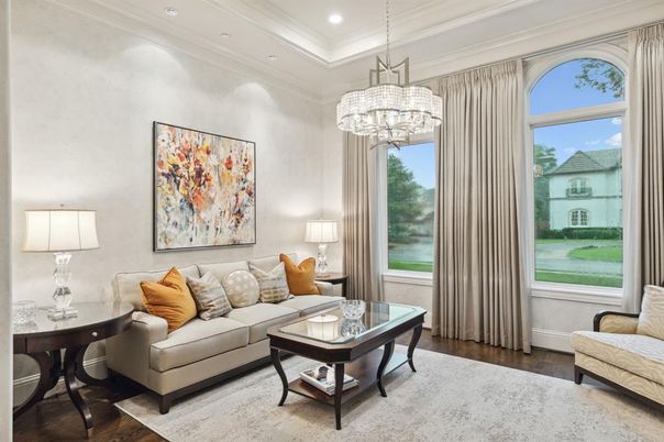 Chandelier, Interior, Living room, Recessed Lighting, Wood Texture Flooring