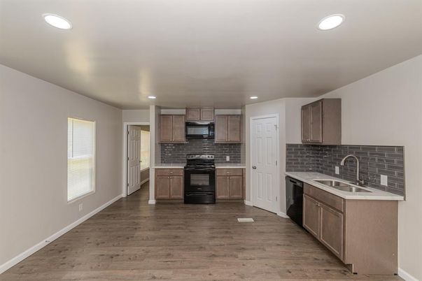 Interior, Kitchen, Recessed Lighting, Wood Texture Flooring