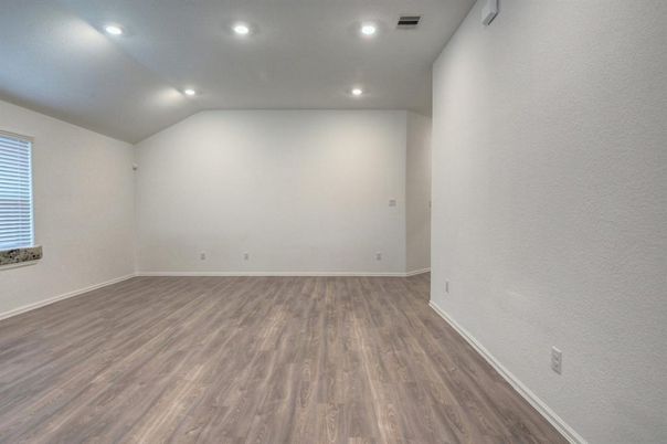 Empty room, Interior, Recessed Lighting, Wood Texture Flooring