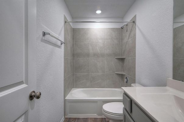 Bathroom, Interior, Recessed Lighting, Wood Texture Flooring