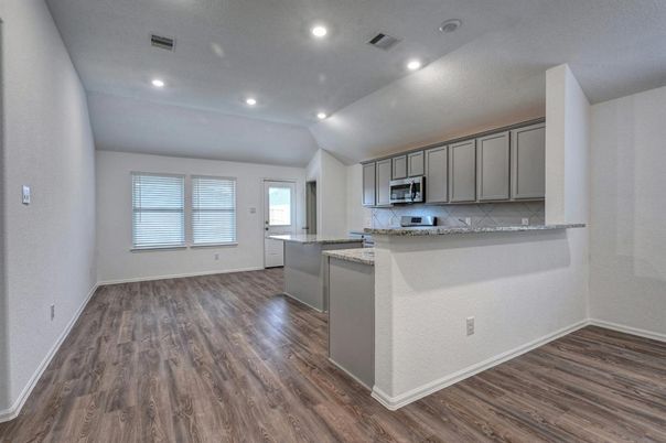Interior, Kitchen, Recessed Lighting, Wood Texture Flooring