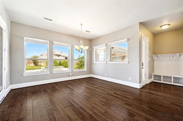 Chandelier, Empty room, Interior, Wood Texture Flooring