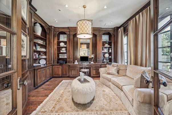 Home Office, Interior, Pendant Lights, Recessed Lighting, Wood Texture Flooring