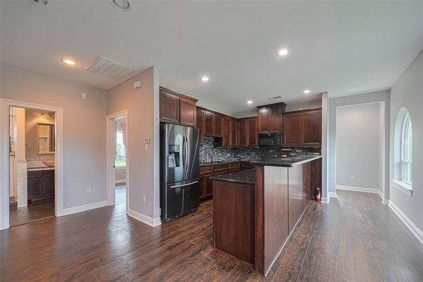 Interior, Kitchen, Recessed Lighting, Wood Texture Flooring