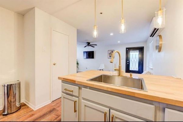 Interior, Kitchen, Pendant Lights, Recessed Lighting, Wood Texture Flooring