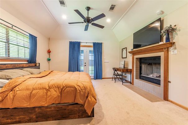 Bedroom, Fireplace, Interior, Recessed Lighting