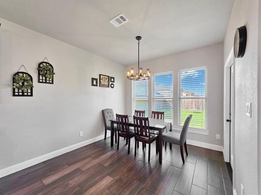 Chandelier, Dining room, Interior, Pendant Lights, Wood Texture Flooring