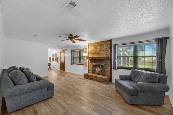 Fireplace, Interior, Living room, Stone Walls, Wood Texture Flooring
