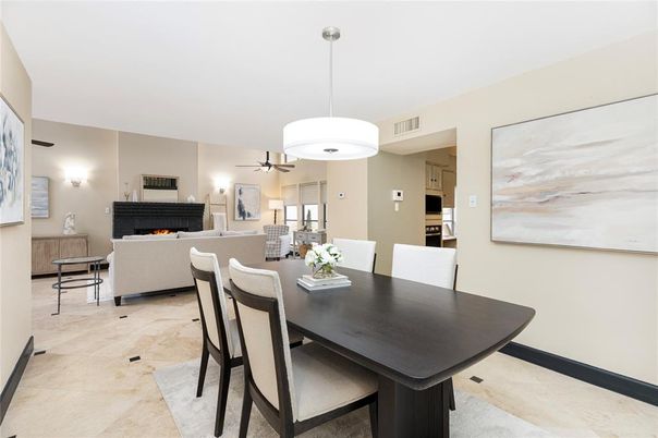 Dining room, Fireplace, Interior, Living room, Pendant Lights