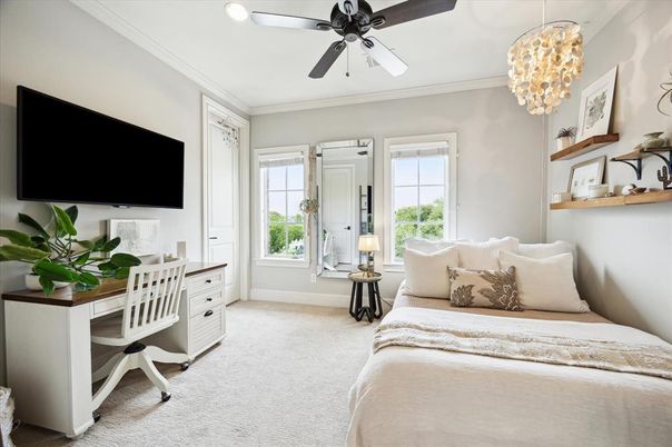 Bedroom, Chandelier, Home Office, Interior, Recessed Lighting