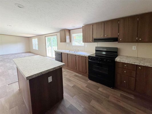 Interior, Kitchen, Recessed Lighting, Wood Texture Flooring