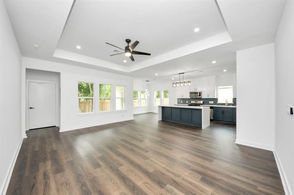Interior, Kitchen, Pendant Lights, Recessed Lighting, Wood Texture Flooring