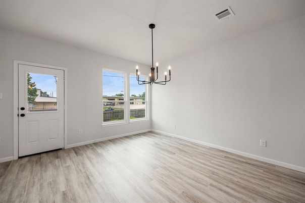 Chandelier, Empty room, Interior, Pendant Lights, Wood Texture Flooring