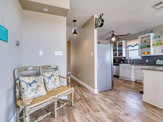 Interior, Kitchen, Pendant Lights, Wood Texture Flooring
