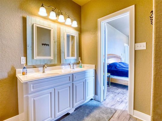 Bathroom, Bedroom, Dual Sink Vanities, Interior, Wood Texture Flooring
