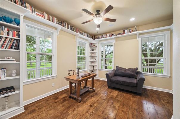 Home Office, Interior, Recessed Lighting, Wood Texture Flooring
