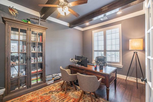Home Office, Interior, Recessed Lighting, Wood Texture Flooring