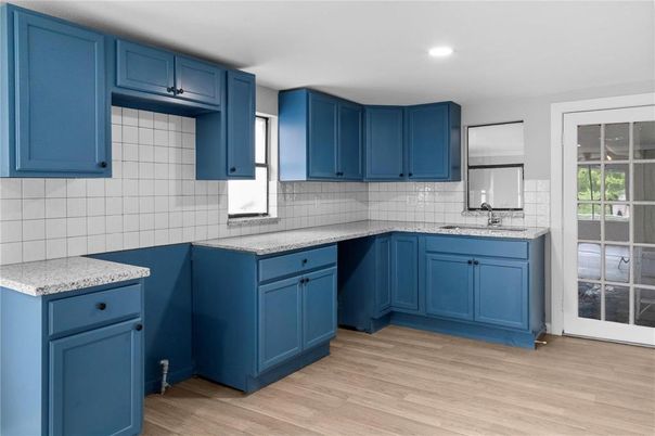 Interior, Kitchen, Recessed Lighting, Wood Texture Flooring