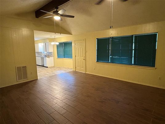 Chandelier, Empty room, Interior, Pendant Lights, Wood Texture Flooring
