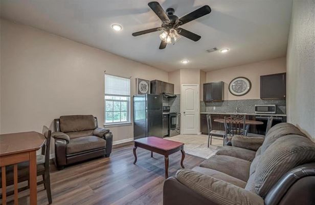 Dining room, Interior, Kitchen, Living room, Recessed Lighting, Wood Texture Flooring