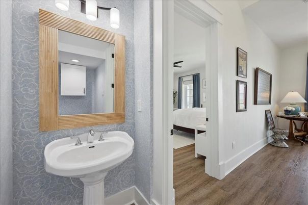Bathroom, Bedroom, Interior, Recessed Lighting, Wood Texture Flooring