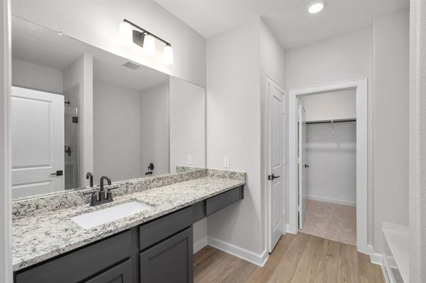 Bathroom, Interior, Recessed Lighting, Wood Texture Flooring