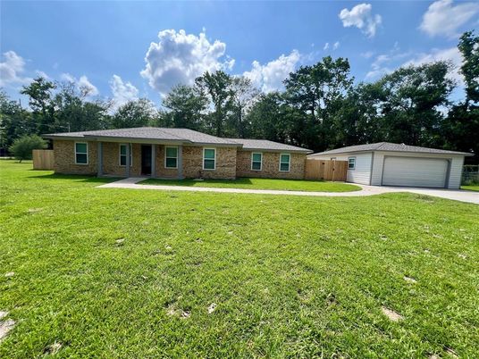 Attached, Backyard, Detached Garage, Exterior, Facade, Brick Facade, Ranch