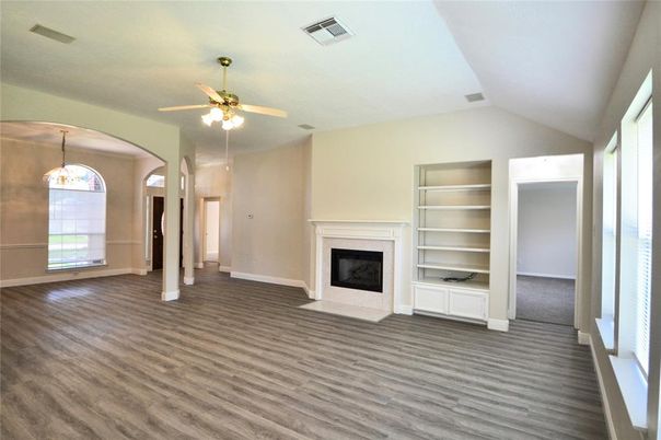 Empty room, Fireplace, Interior, Wood Texture Flooring