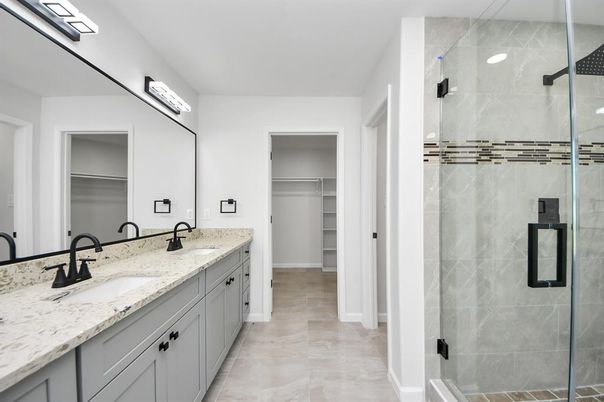 Bathroom, Dual Sink Vanities, Glass Shower, Interior