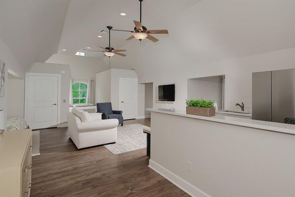 Interior, Living room, Recessed Lighting, Wood Texture Flooring