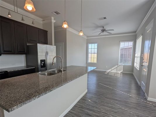 Interior, Kitchen, Pendant Lights, Wood Texture Flooring