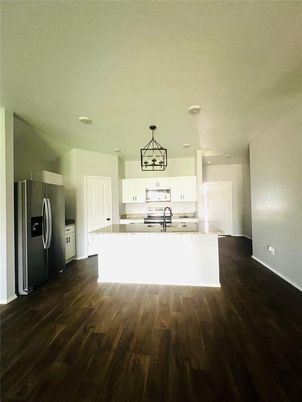 Interior, Kitchen, Pendant Lights, Recessed Lighting, Wood Texture Flooring