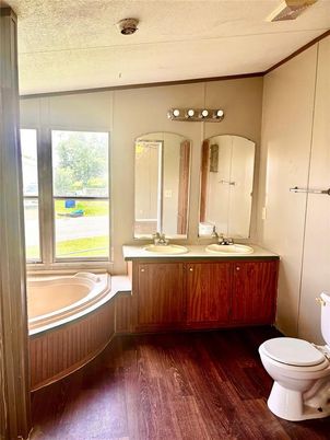 Bathroom, Dual Sink Vanities, Interior, Wood Texture Flooring