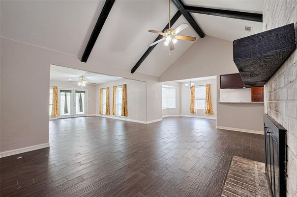 Empty room, Fireplace, Interior, Wood Texture Flooring