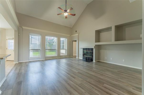 Empty room, Fireplace, Interior, Wood Texture Flooring
