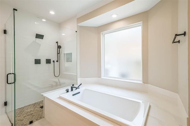 Bathroom, Glass Shower, Interior, Recessed Lighting