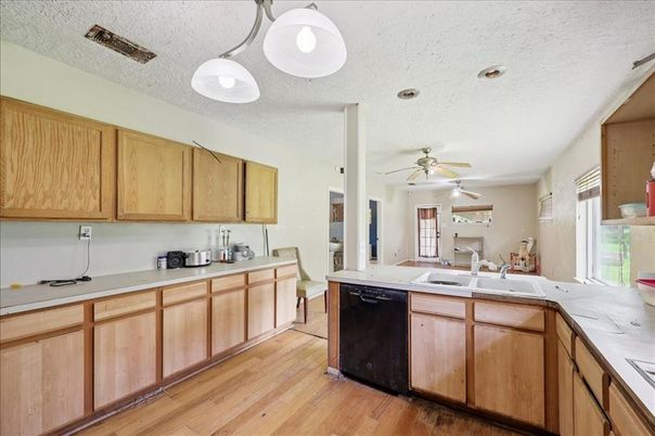 Interior, Kitchen, Recessed Lighting, Wood Texture Flooring