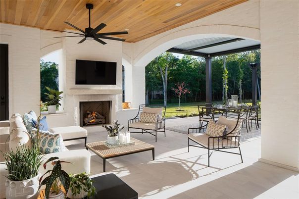 Exterior, Fireplace, Living room, Wooden Ceilings