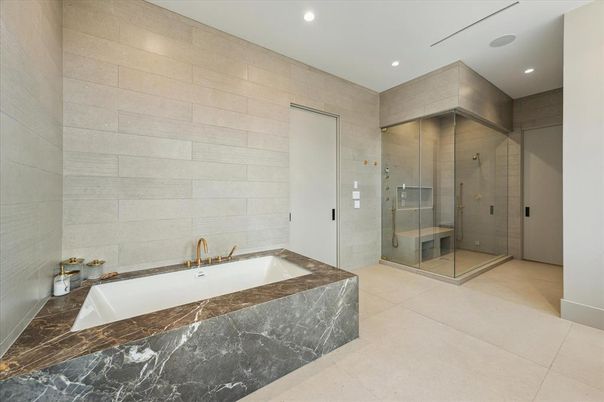 Bathroom, Glass Shower, Interior, Recessed Lighting