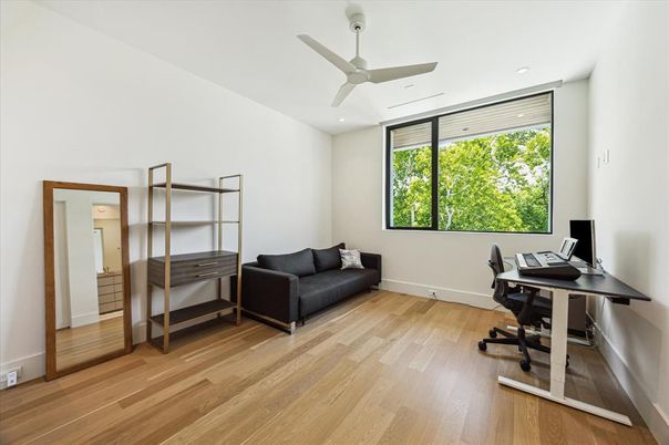 Home Office, Interior, Recessed Lighting, Wood Texture Flooring