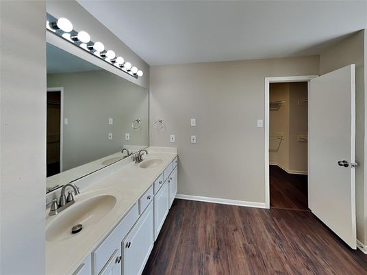 Bathroom, Dual Sink Vanities, Interior, Wood Texture Flooring
