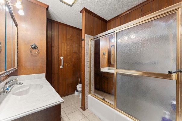 Bathroom, Glass Shower, Interior, Wooden Walls