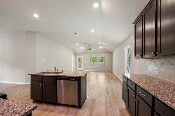 Interior, Kitchen, Recessed Lighting, Wood Texture Flooring
