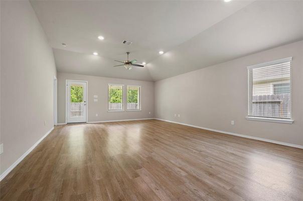 Empty room, Interior, Recessed Lighting, Wood Texture Flooring