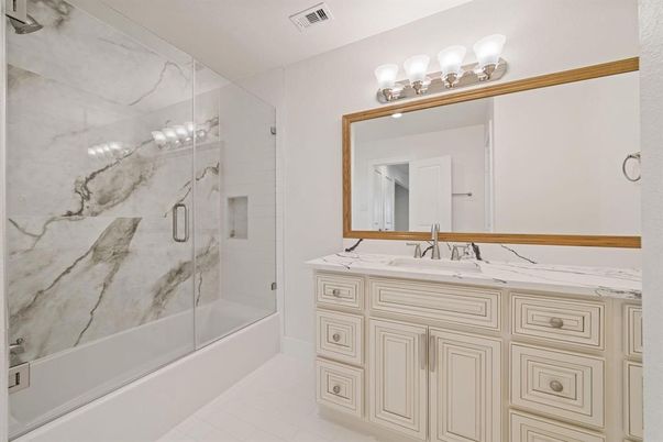 Bathroom, Glass Shower, Interior, Marble Walls