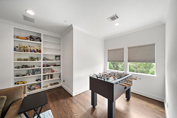 Game Room, Interior, Recessed Lighting, Wood Texture Flooring