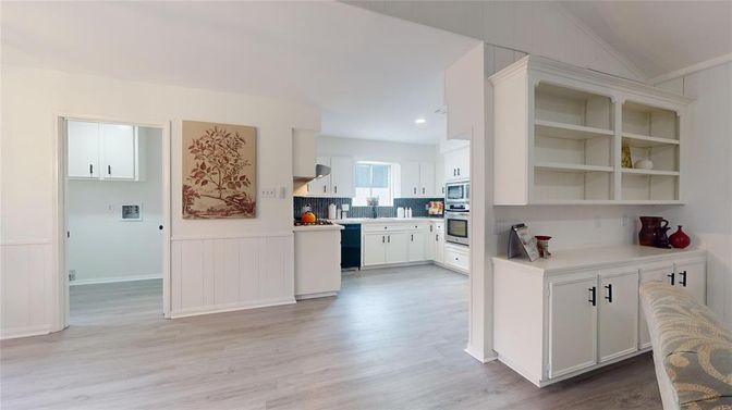 Interior, Kitchen, Recessed Lighting, Wood Texture Flooring